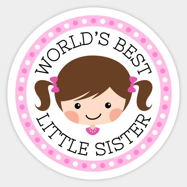 World's best little sister, cartoon girl with brown hair Sticker by happilyprinted